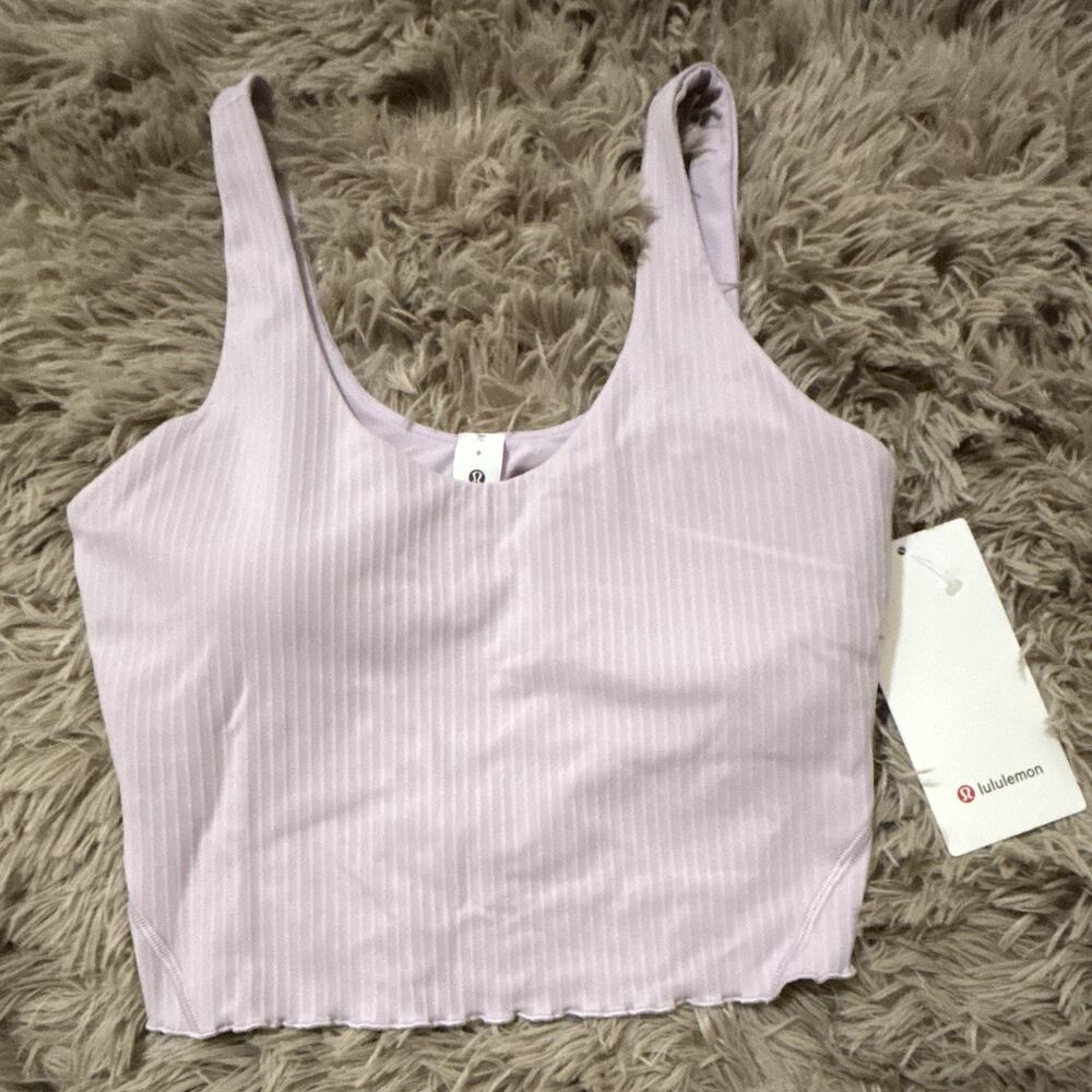 lululemon Women’s Align Lettuce-Hem Ribbed Tank Purple 6 Scoop Cropped Bra